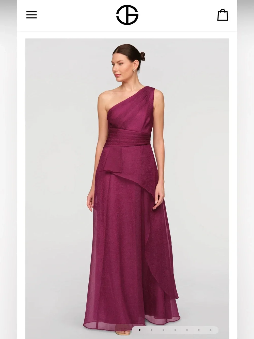 JS Collections One-Shoulder Magenta Evening Gown - Picture 1 of 6